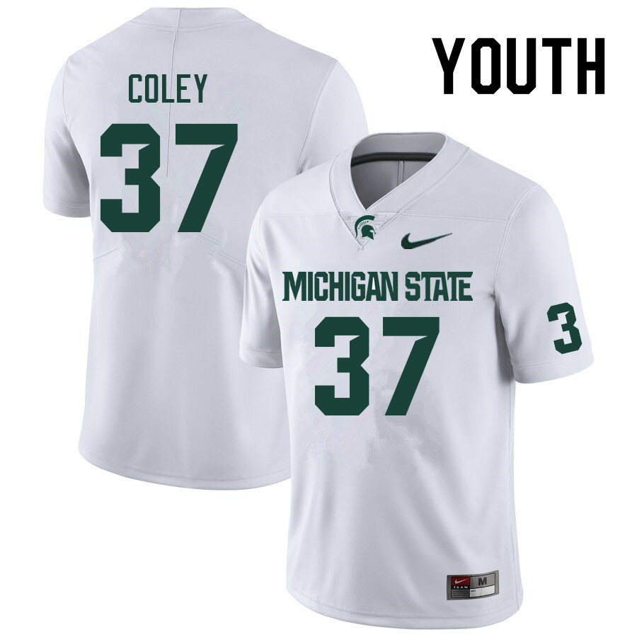 Youth #37 Caleb Coley Michigan State Spartans College Football Jerseys Sale-White